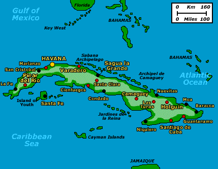 map of cuba and us