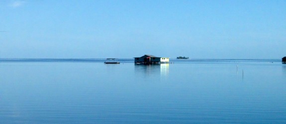 Pearl farm over the lagoon off Rikitea, Gambier Archipelago