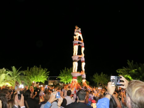 Human Pyramid at the TBEX Opening Party at Castell de Sant Gregori at TBEX Europe in Girona, Spain