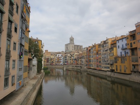 View from a bridge in the old town of Girona, Spain