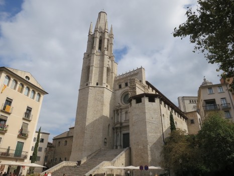 Cathedral view in the old town of Girona, Spain