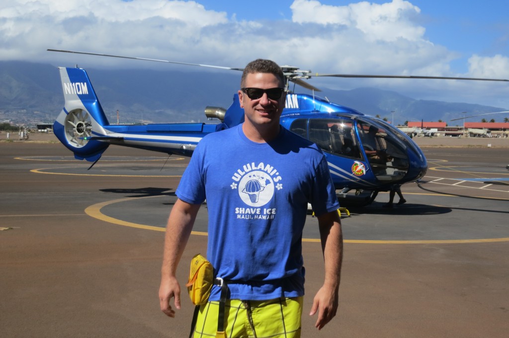 Ready to board at Blue Hawaiian Helicopters on Maui