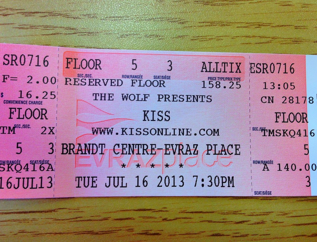 Regina, Saskatchewan, KISS ticket