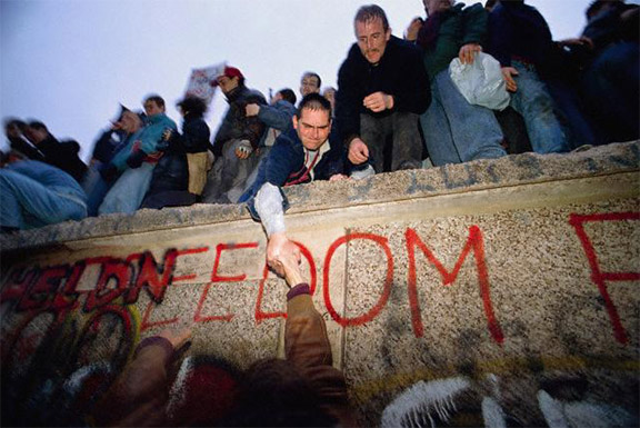 Berlin Wall falling