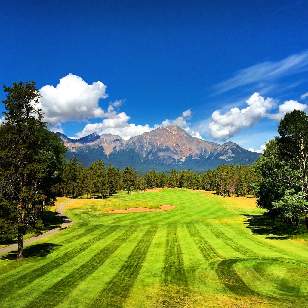 Fairmont Jasper Park Lodge, Jasper, Alberta, Canada, Golf Course, view, canadian Rockies
