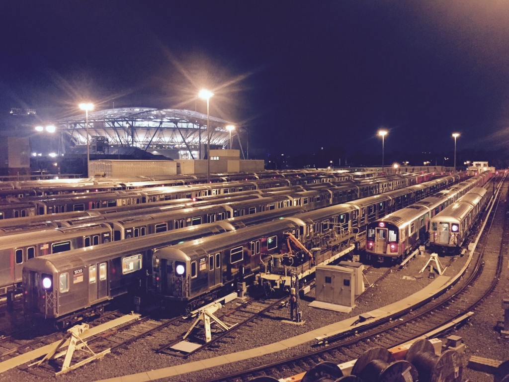 7 trains in front of Arthur Ashe Stadium