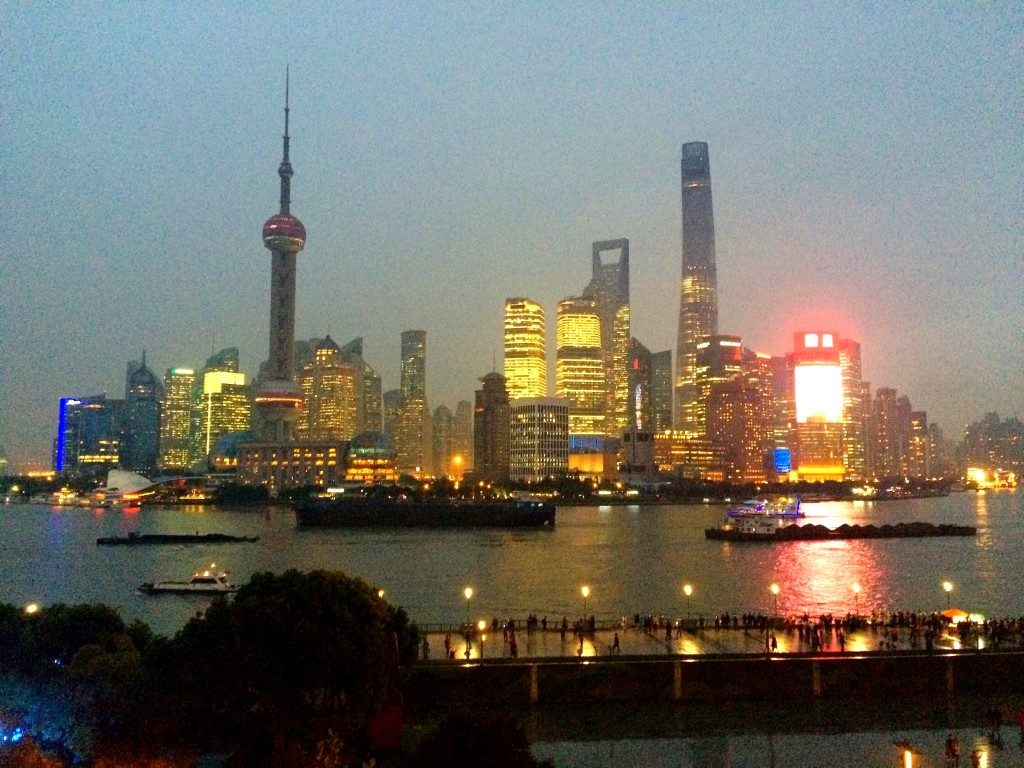 The Bund, Fairmont Peace Hotel, Shanghai, China, Pudong, twilight