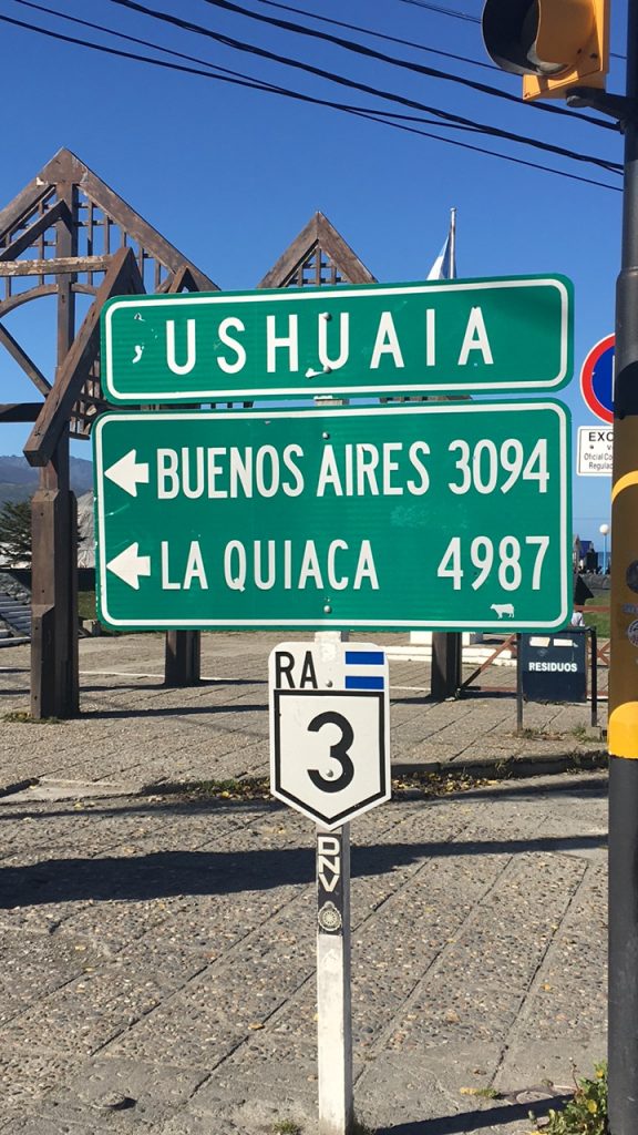 Two Days in Ushuaia, Argentina, Ushuaia, mileage sign