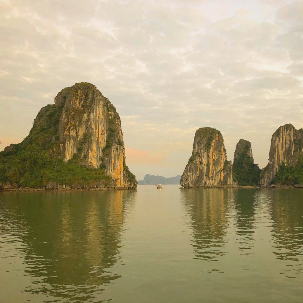 Seeing the limsetone islands of Ha Long Bay from the ship is fantastic