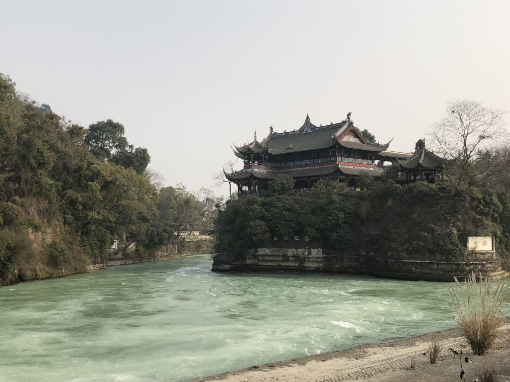 Part of the Dujiangyan Irrigation System and accompanying old town and park