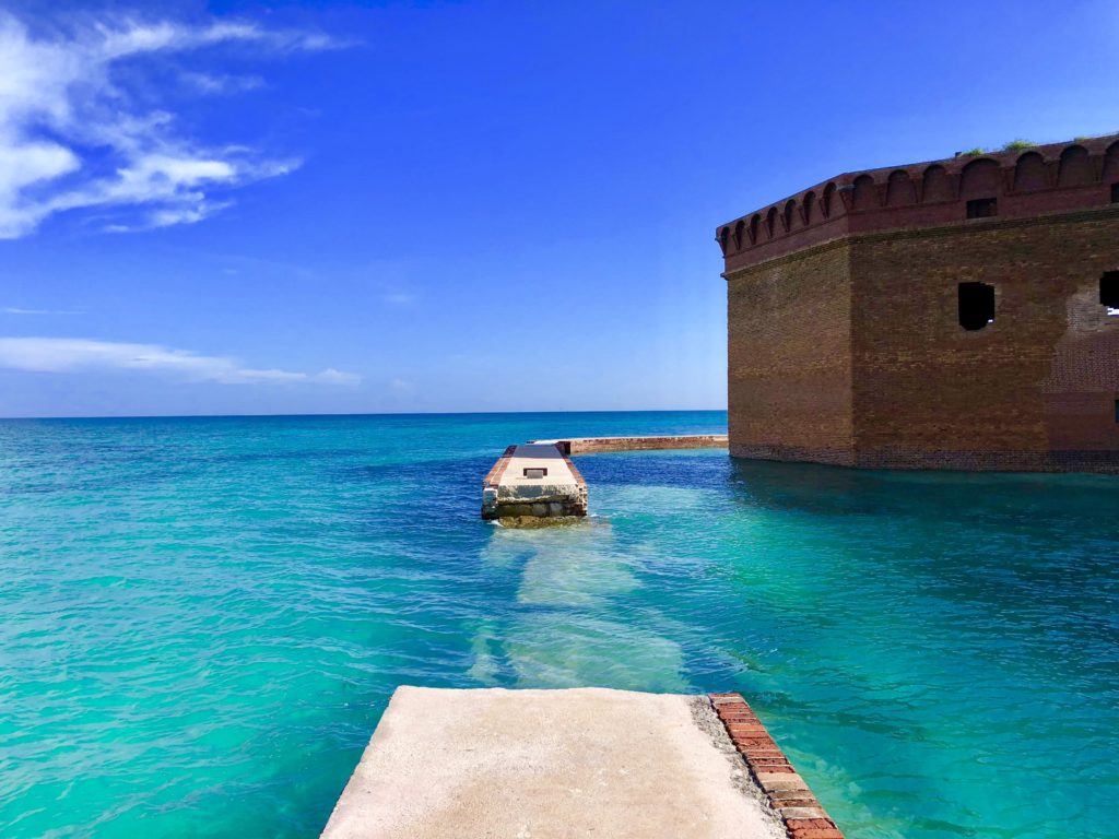 Hurricane Irma destroyed a portion of the seawall surrounding Fort Jefferson