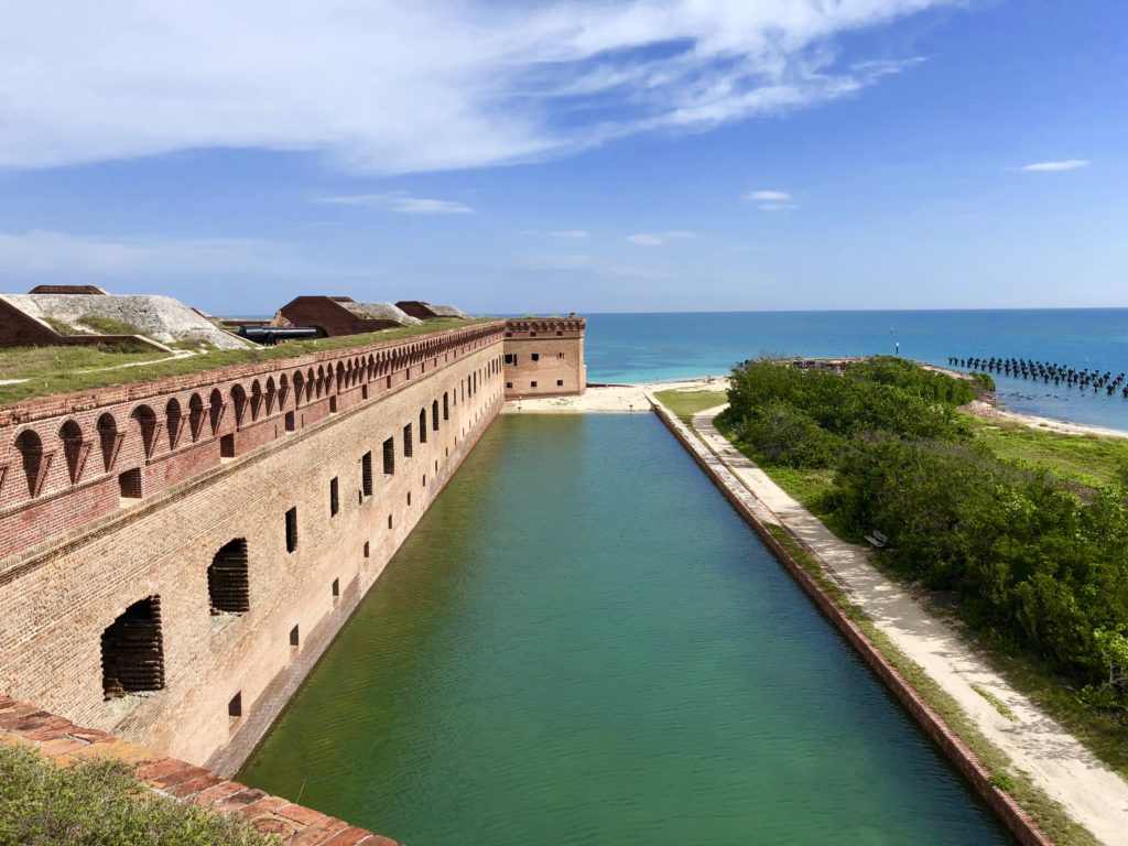 Moat view from atop Fort Jefferson in Dry Tortugas National Park