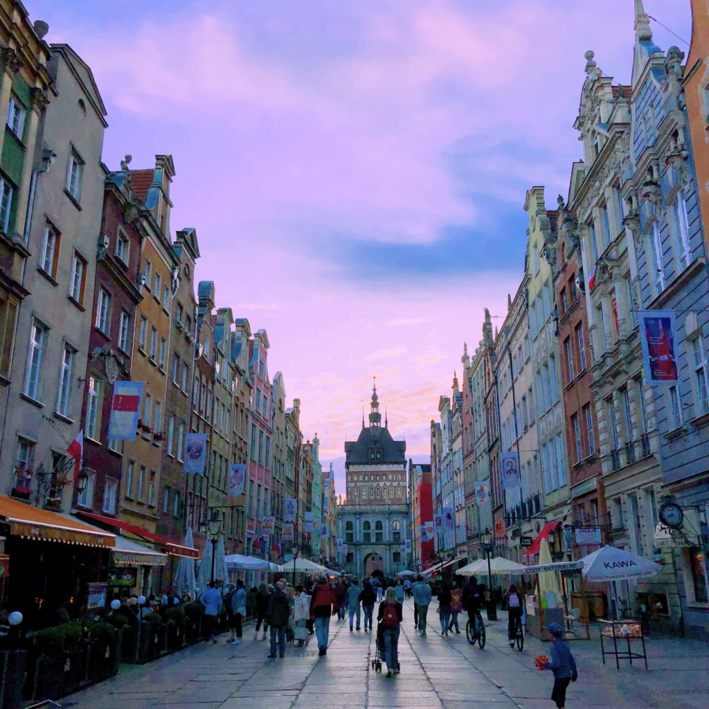 The lovely main street of the old town in Gdansk, Poland