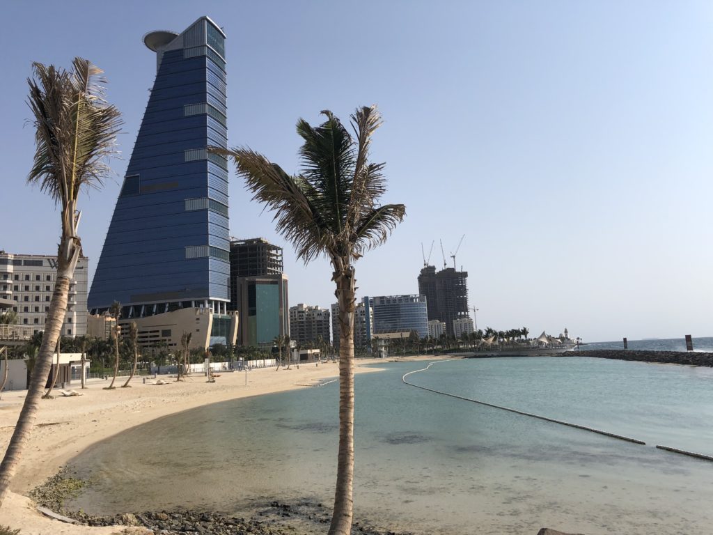 The beaches and hotels along the Corniche in Jeddah
