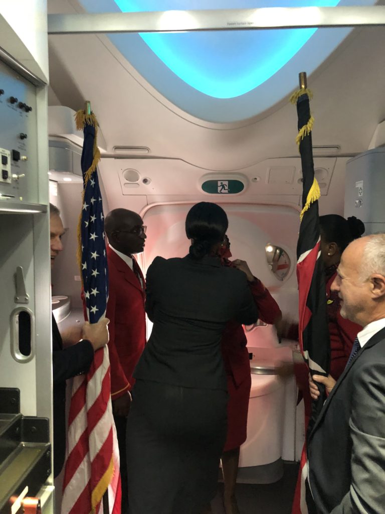 The US Ambassador on the left and the Chairman of Kenya Airways on the right