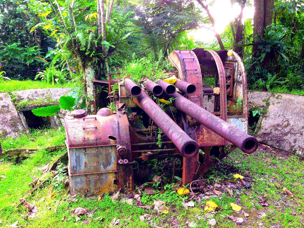 Pohnpei, Micronesia, FSM, Federated States of Micronesia, WWII, World War II, Sokehs Rock, guns, island