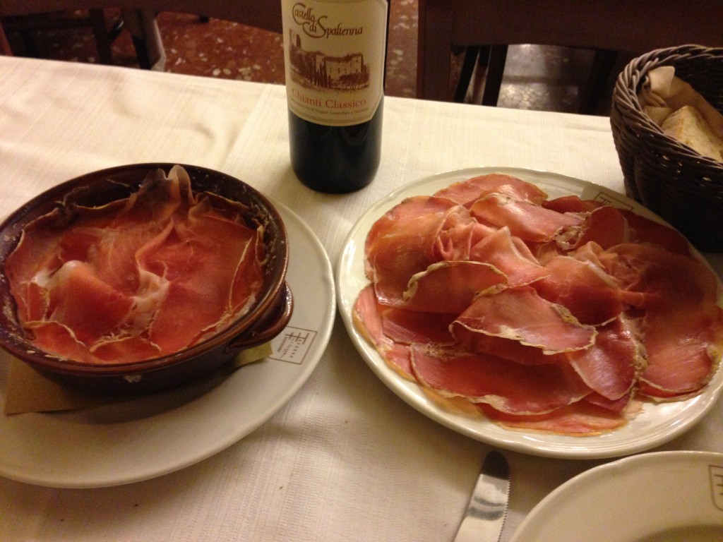 Taverna Trilussa, proscuitto and burrata