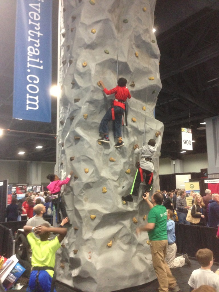 Washington DC Travel show, rock climbing wall