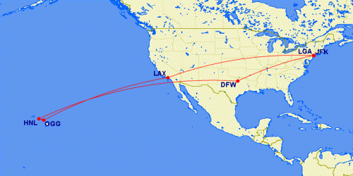 new york to hawaii mileage run