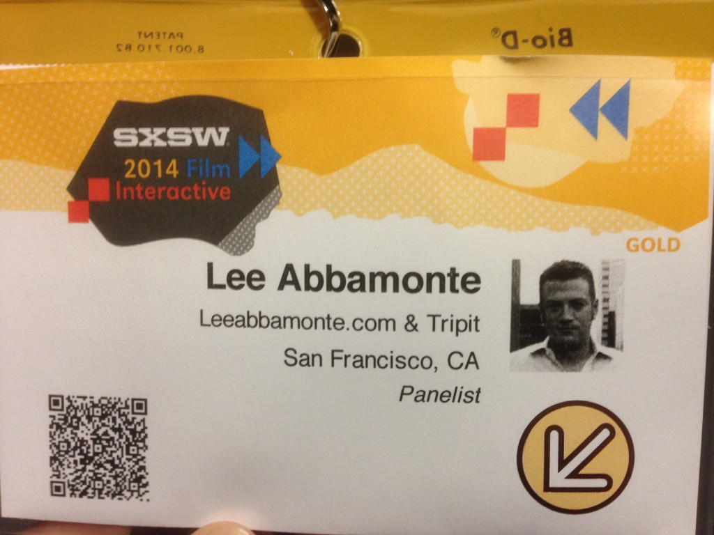 SXSW badge, Lee Abbamonte, SXSW, Austin, Texas
