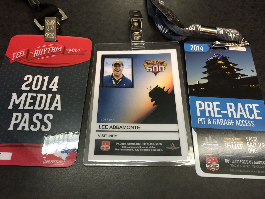 Media Passes, Indy 500