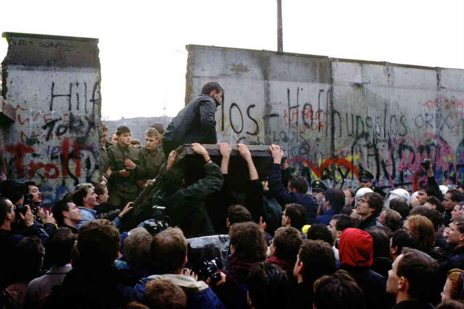 Berlin Wall falling