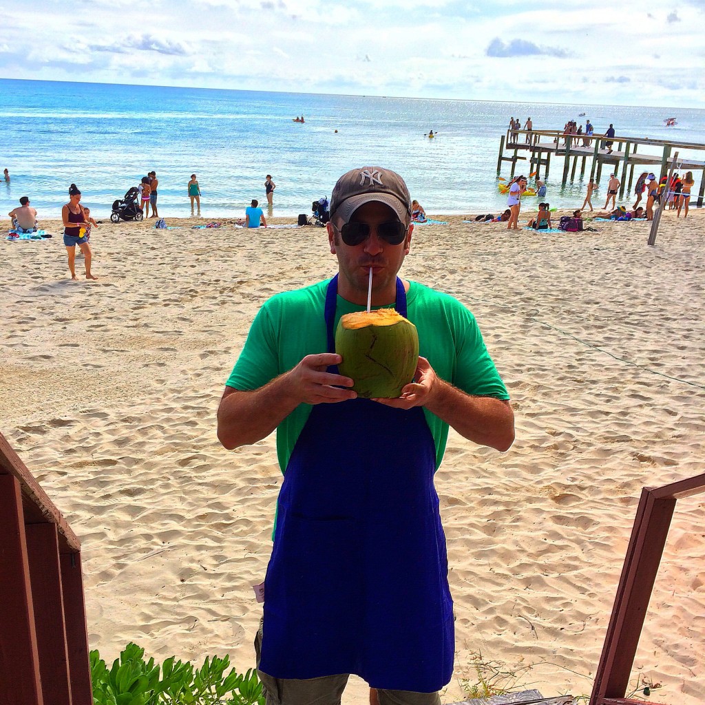 Lee Abbamonte, coconut drinking