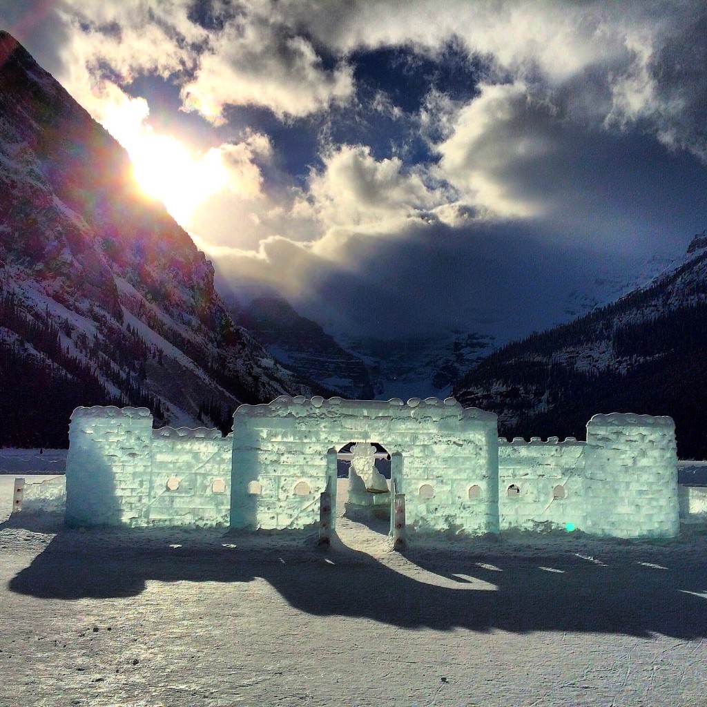 Lake Louise, ice castle, Banff, Alberta, Canada, pond hockey