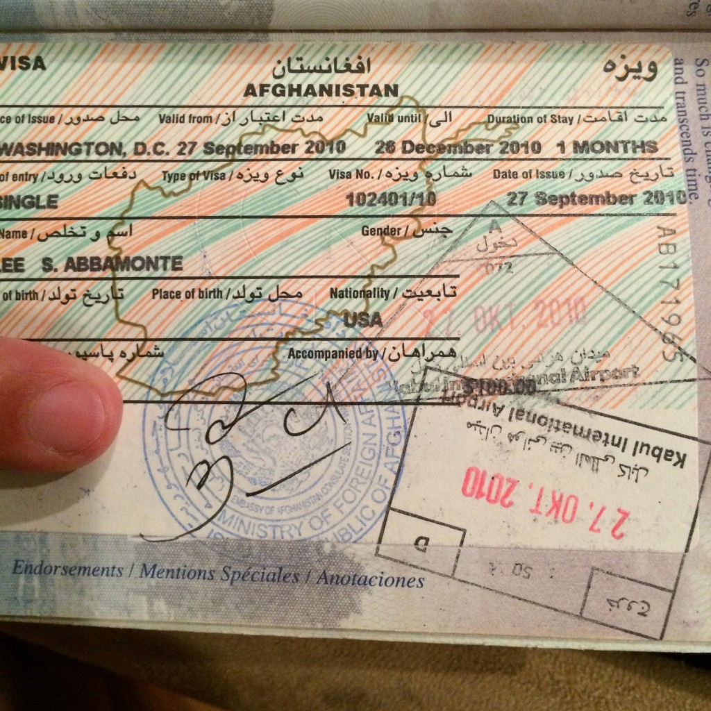 Afghanistan visa, Kabul Stamp