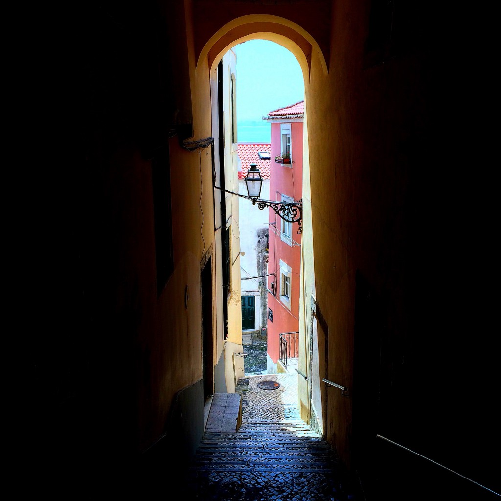 sidecar tour, Lisbon, Portugal, alley