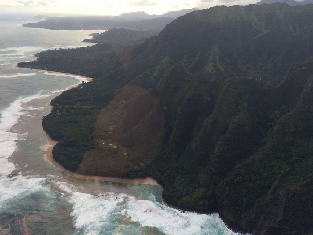 Na Pali Coast, bad weather, helicopter view, Kauai, Hawaii