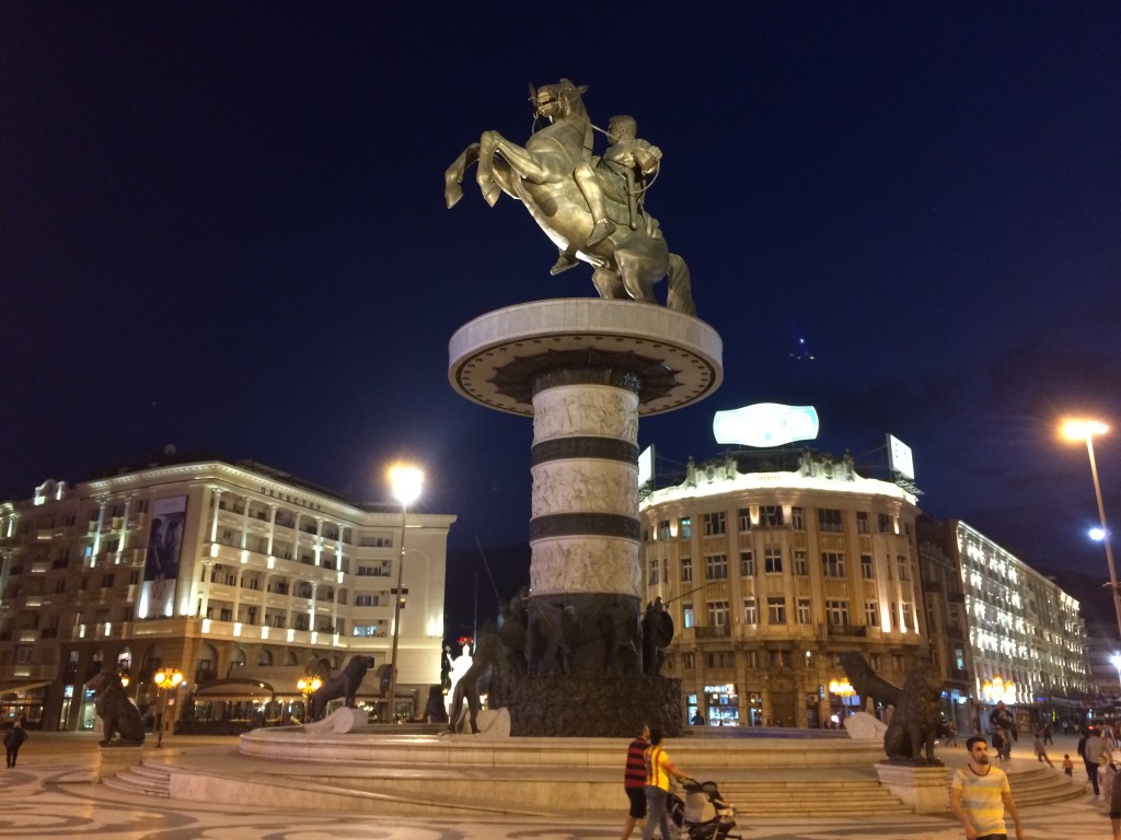 Skopje, Macedonia, Macedonia road trip, main square, statue