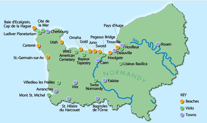 Normandy Road Trip, Map of Normandy, Normandy, Normandie