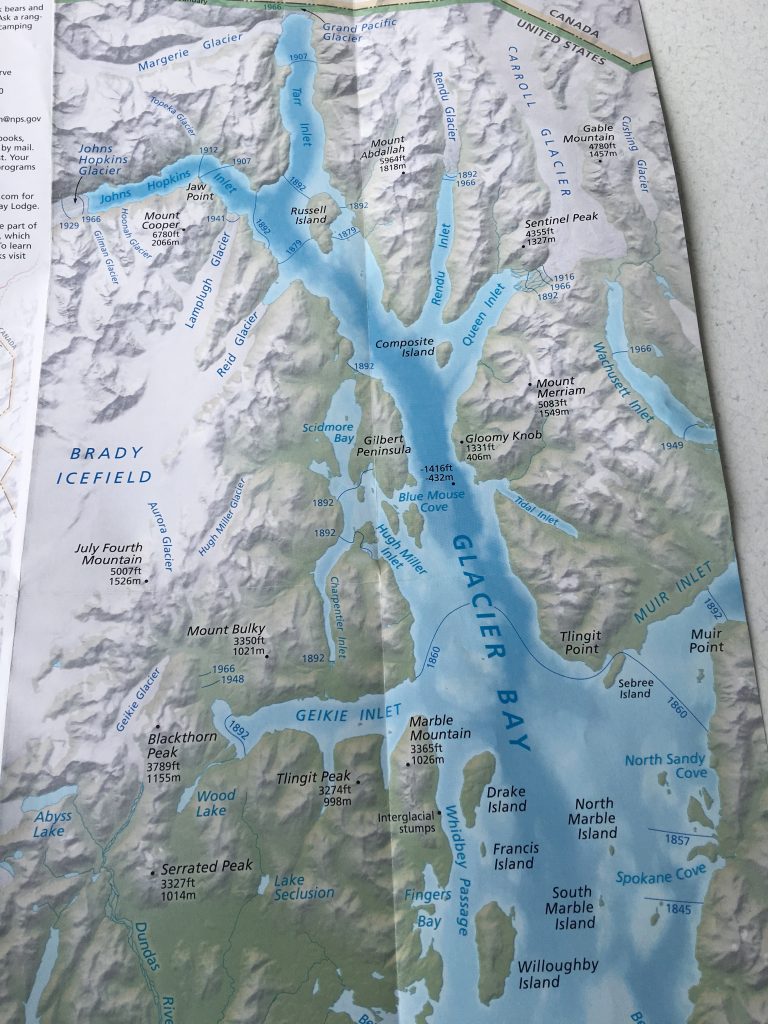 Day Cruise in Glacier Bay National Park, Glacier Bay National Park, Alaska, Gustavus, Margerie Glacier, map