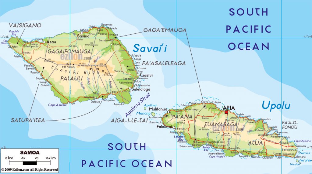 My Week in Samoa, Samoa, map
