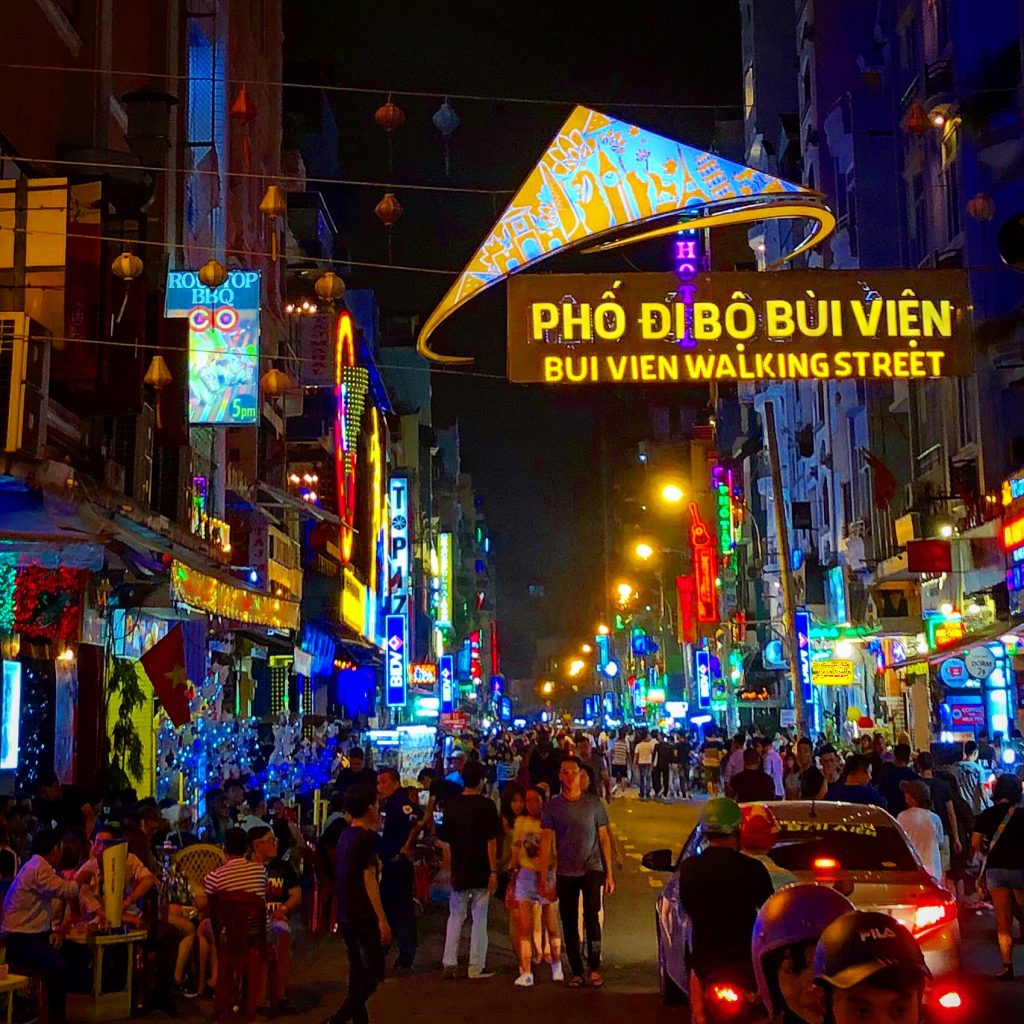 Walking around the Pham Ngu Lao Street area in Saigon