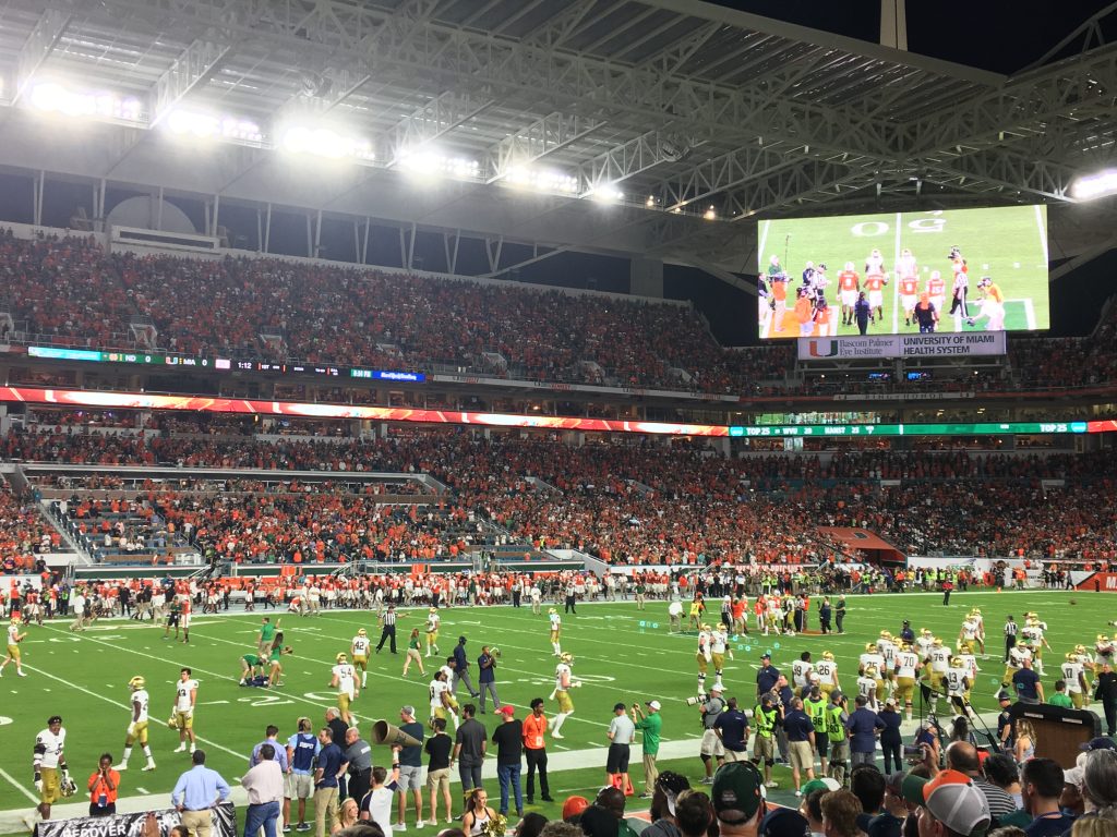 Pre-Game at Notre Dame vs Miami at Hard Rock Stadium