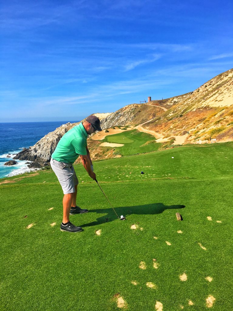 Teeing off at the 6th hole