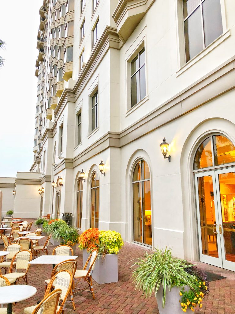 The back patio at the Westin Savannah Harbor Resort