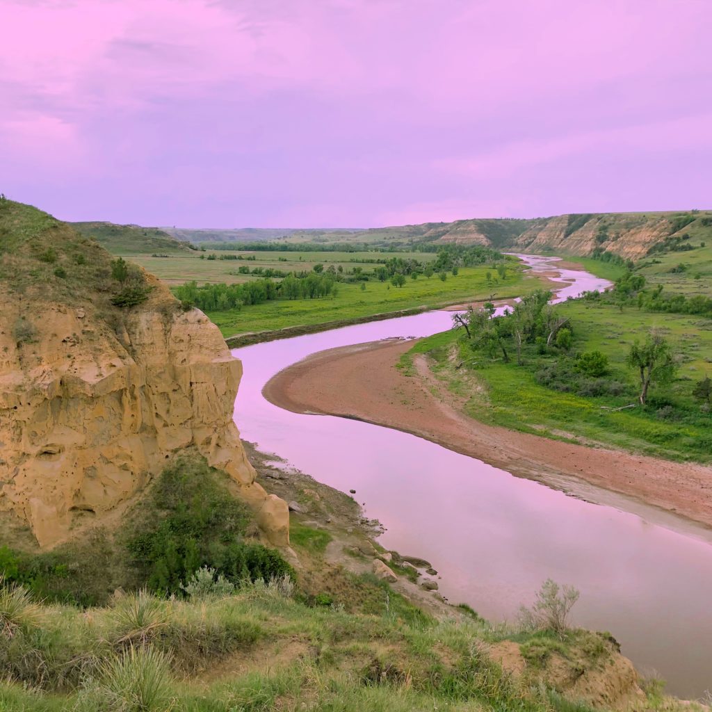 Amazing pink sky in Theodore Roosevelt National Park