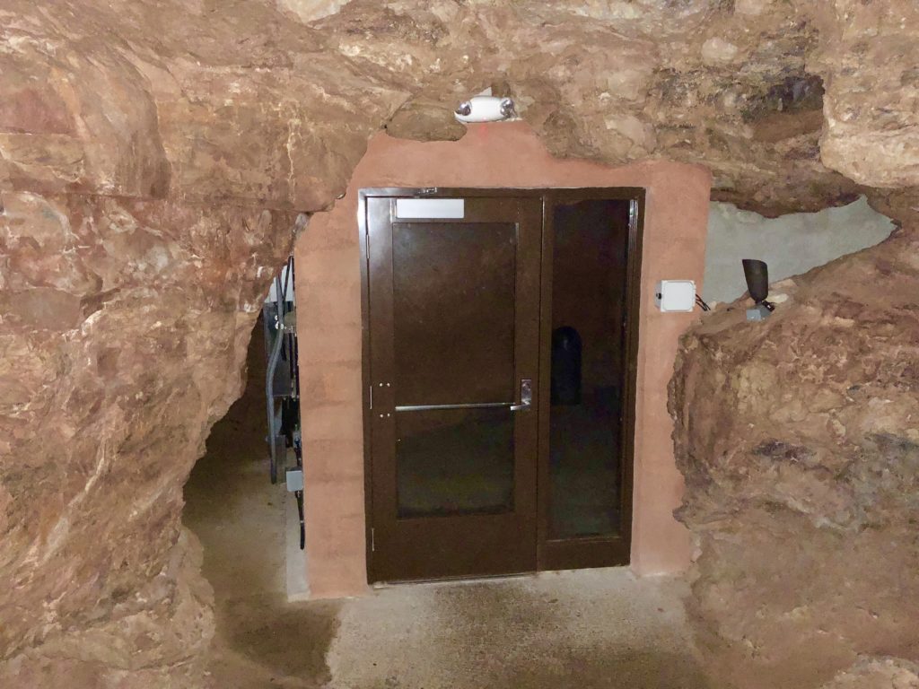 Door to the elevator up inside the caves