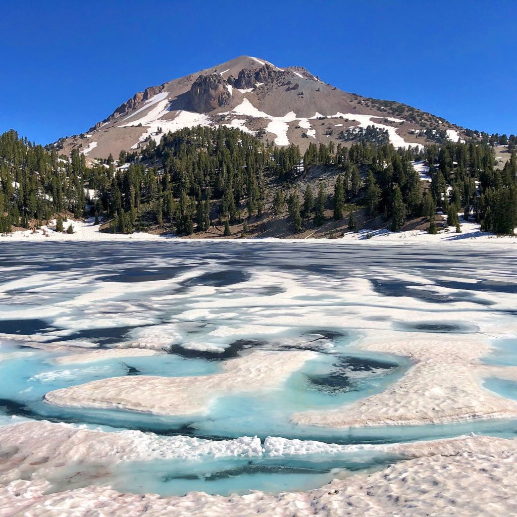 Awesome frozen water colors below Mount Lassen in Lassen Volcanic National Park