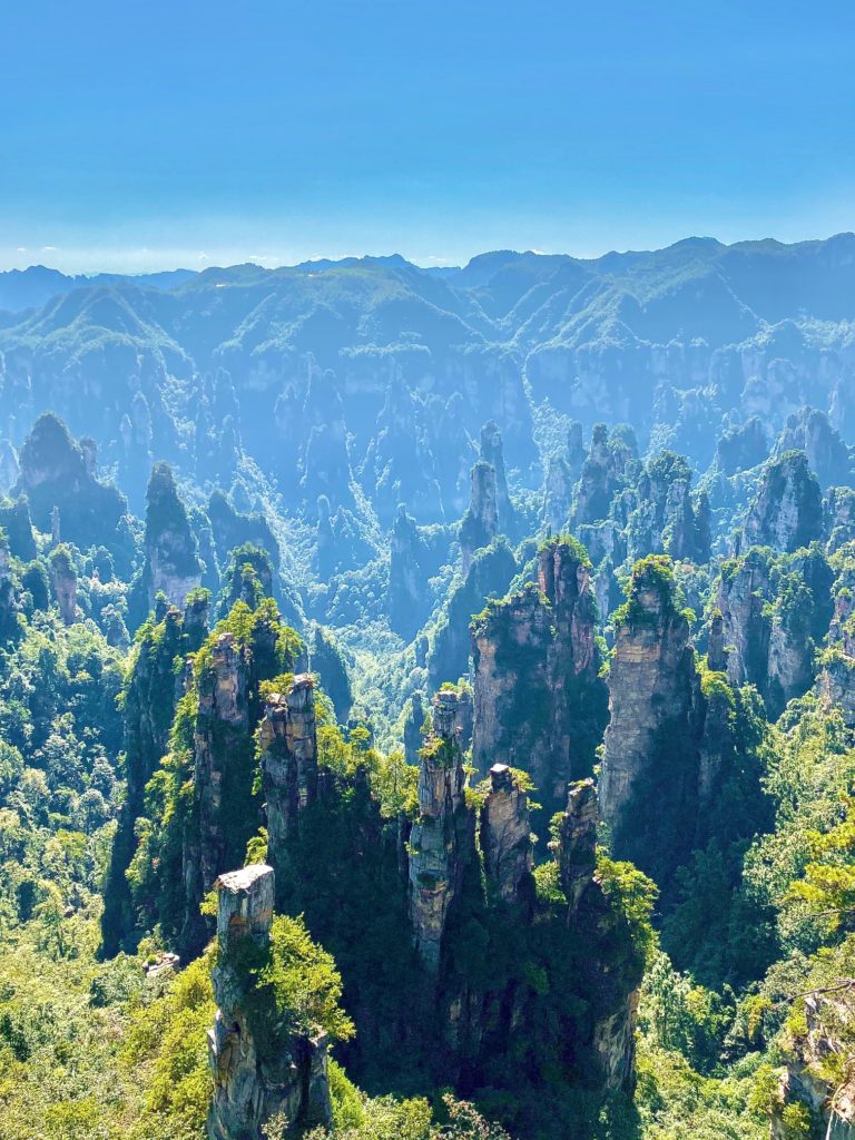Stunning rock peaks at a lookout over Zhangjiajie