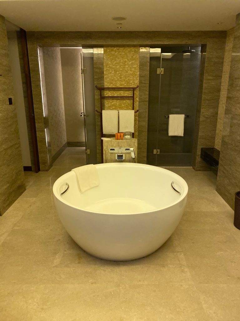 Beautiful bathroom in my room at the Crown Plaza Zhangjiajie